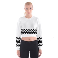 Chevrons Black Pattern Background Women s Cropped Sweatshirt