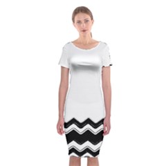 Chevrons Black Pattern Background Classic Short Sleeve Midi Dress