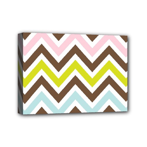 Chevrons Stripes Colors Background Mini Canvas 7  X 5  by Amaryn4rt