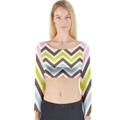 Chevrons Stripes Colors Background Long Sleeve Crop Top