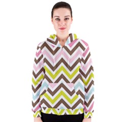 Chevrons Stripes Colors Background Women s Zipper Hoodie by Amaryn4rt