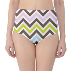 Chevrons Stripes Colors Background High-waist Bikini Bottoms by Amaryn4rt