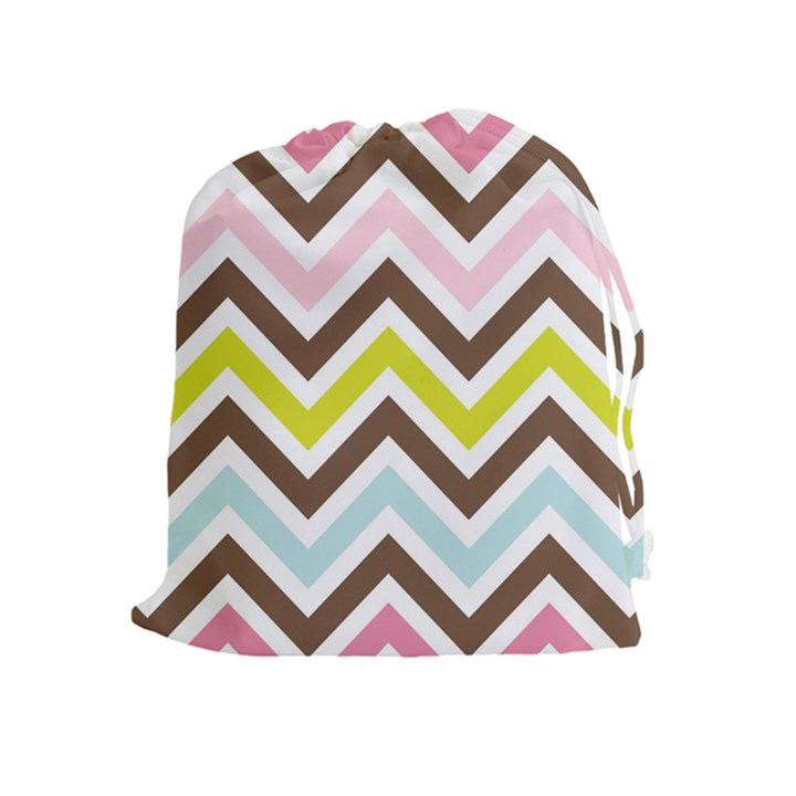 Chevrons Stripes Colors Background Drawstring Pouches (Extra Large)