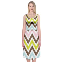 Chevrons Stripes Colors Background Midi Sleeveless Dress