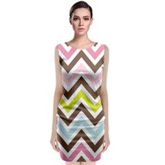 Chevrons Stripes Colors Background Sleeveless Velvet Midi Dress