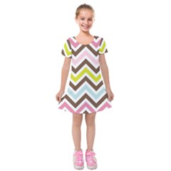 Chevrons Stripes Colors Background Kids  Short Sleeve Velvet Dress by Amaryn4rt