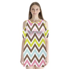 Chevrons Stripes Colors Background Shoulder Cutout Velvet  One Piece