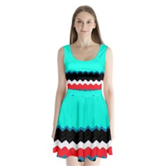 Pattern Digital Painting Lines Art Split Back Mini Dress 