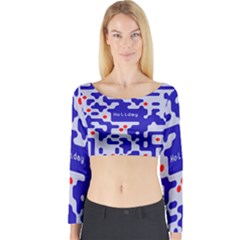 Digital Computer Graphic Qr Code Is Encrypted With The Inscription Long Sleeve Crop Top