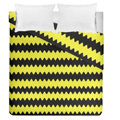 Yellow Black Chevron Wave Duvet Cover Double Side (queen Size)