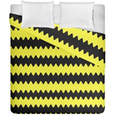 Yellow Black Chevron Wave Duvet Cover Double Side (california King Size)