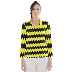 Yellow Black Chevron Wave Wind Breaker (women) by Amaryn4rt