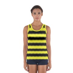 Yellow Black Chevron Wave Women s Sport Tank Top 