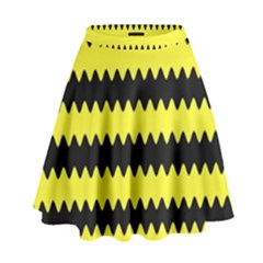 Yellow Black Chevron Wave High Waist Skirt