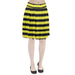 Yellow Black Chevron Wave Pleated Skirt