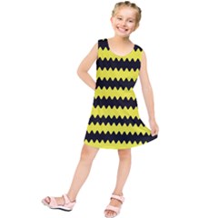 Yellow Black Chevron Wave Kids  Tunic Dress by Amaryn4rt