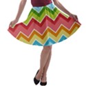 Colorful Background Of Chevrons Zigzag Pattern A-line Skater Skirt View1