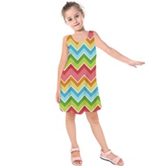 Colorful Background Of Chevrons Zigzag Pattern Kids  Sleeveless Dress by Amaryn4rt