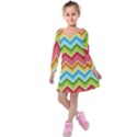 Colorful Background Of Chevrons Zigzag Pattern Kids  Long Sleeve Velvet Dress View1