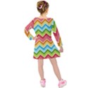 Colorful Background Of Chevrons Zigzag Pattern Kids  Long Sleeve Velvet Dress View2