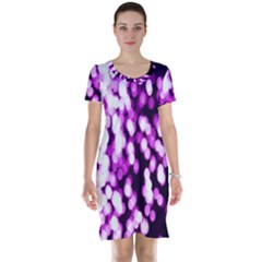 Bokeh Background In Purple Color Short Sleeve Nightdress by Amaryn4rt