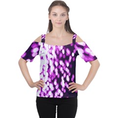 Bokeh Background In Purple Color Women s Cutout Shoulder Tee