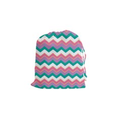 Chevron Pattern Colorful Art Drawstring Pouches (small)  by Amaryn4rt