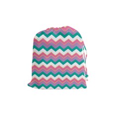 Chevron Pattern Colorful Art Drawstring Pouches (medium)  by Amaryn4rt