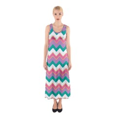 Chevron Pattern Colorful Art Sleeveless Maxi Dress