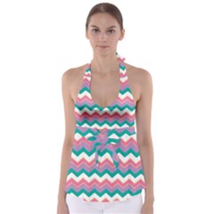 Chevron Pattern Colorful Art Babydoll Tankini Top