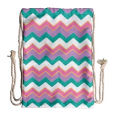 Chevron Pattern Colorful Art Drawstring Bag (large) by Amaryn4rt