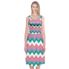 Chevron Pattern Colorful Art Midi Sleeveless Dress