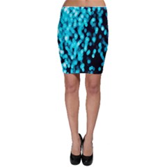 Bokeh Background In Blue Color Bodycon Skirt by Amaryn4rt