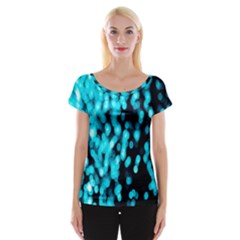 Bokeh Background In Blue Color Women s Cap Sleeve Top