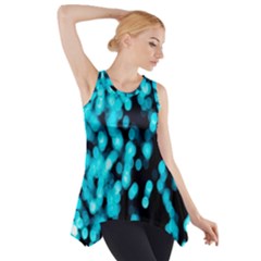 Bokeh Background In Blue Color Side Drop Tank Tunic