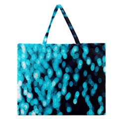 Bokeh Background In Blue Color Zipper Large Tote Bag by Amaryn4rt