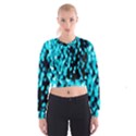 Bokeh Background In Blue Color Women s Cropped Sweatshirt View1