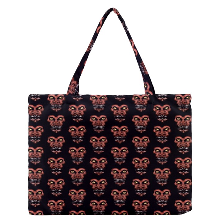 Dark Conversational Pattern Medium Zipper Tote Bag