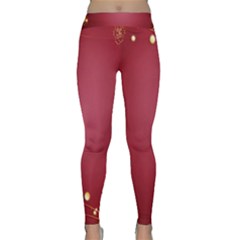 Red Background With A Pattern Classic Yoga Leggings by Amaryn4rt