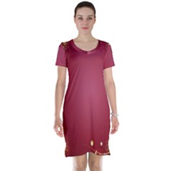 Red Background With A Pattern Short Sleeve Nightdress