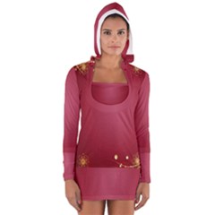 Red Background With A Pattern Women s Long Sleeve Hooded T-shirt by Amaryn4rt