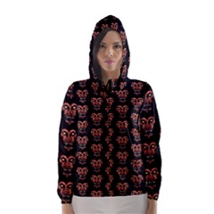 Dark Conversational Pattern Hooded Wind Breaker (women)