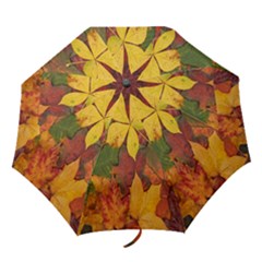 Colorful Autumn Leaves Leaf Background Folding Umbrellas by Amaryn4rt