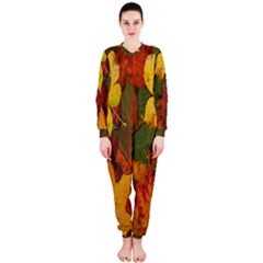 Colorful Autumn Leaves Leaf Background Onepiece Jumpsuit (ladies)  by Amaryn4rt