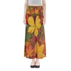 Colorful Autumn Leaves Leaf Background Maxi Skirts