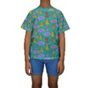 Meow Cat Pattern Kids  Short Sleeve Swimwear View1