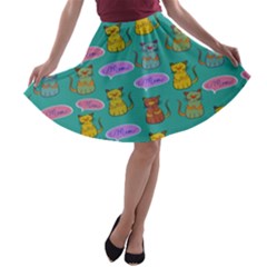 Meow Cat Pattern A-line Skater Skirt by Amaryn4rt