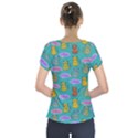 Meow Cat Pattern Short Sleeve Front Detail Top View2