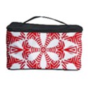 Red Pattern Filigree Snowflake On White Cosmetic Storage Case View1