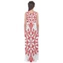 Red Pattern Filigree Snowflake On White Empire Waist Maxi Dress View2